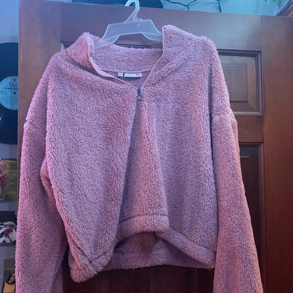 SO Brand Fleece cropped long sleeve sweatshirt